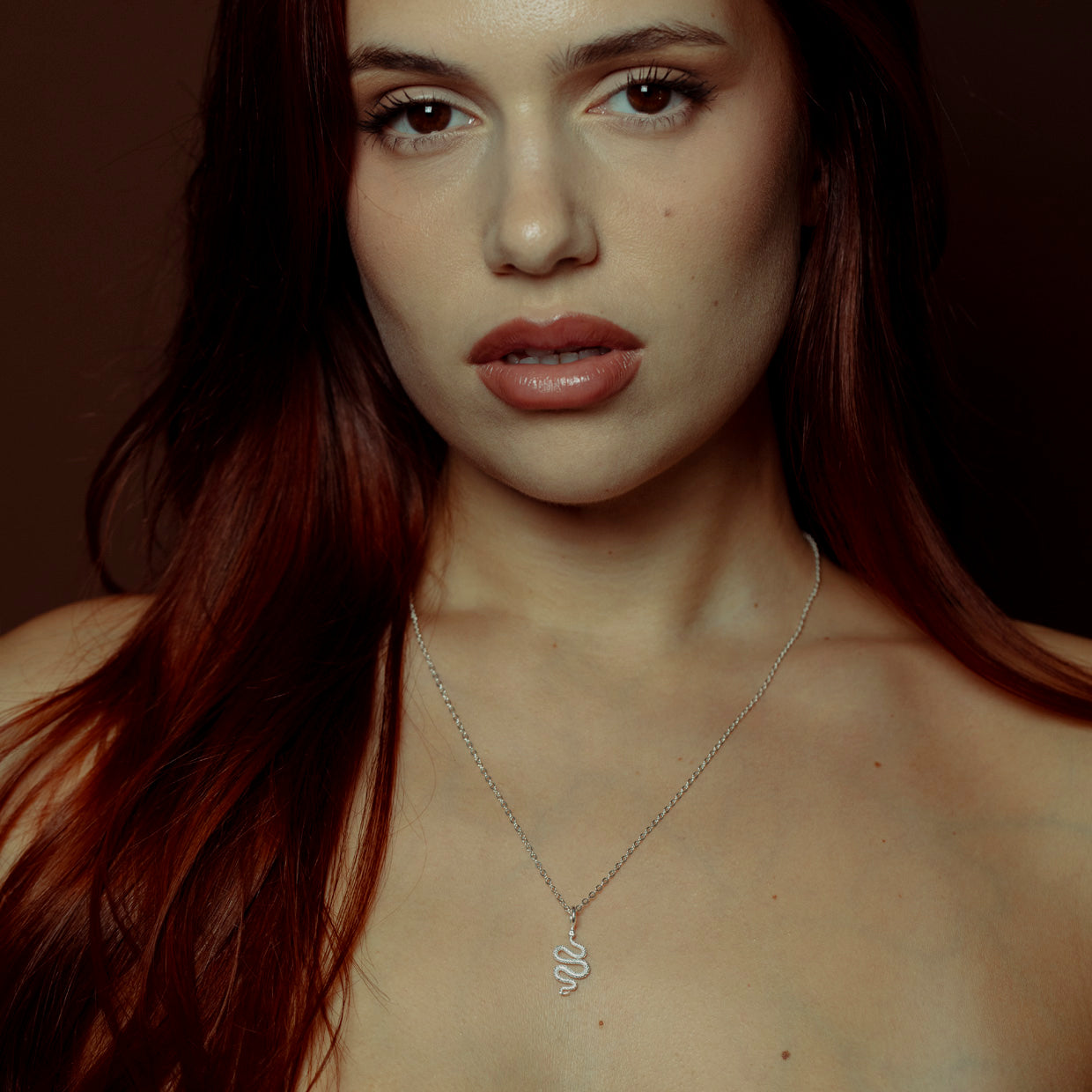 Collar Snake Silver es una pieza realizada a mano con métodos de joyería tradicional en latón, chapada en plata 925 con una capa protectora que extiende la durabilidad del chapado.